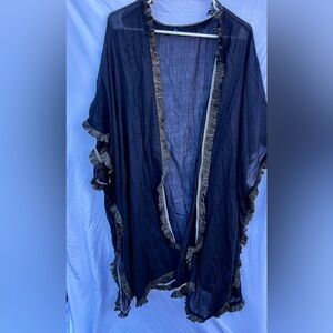 Black Fringe Shawl | SELF Brand | Size M | Flowy Lightweight Layer